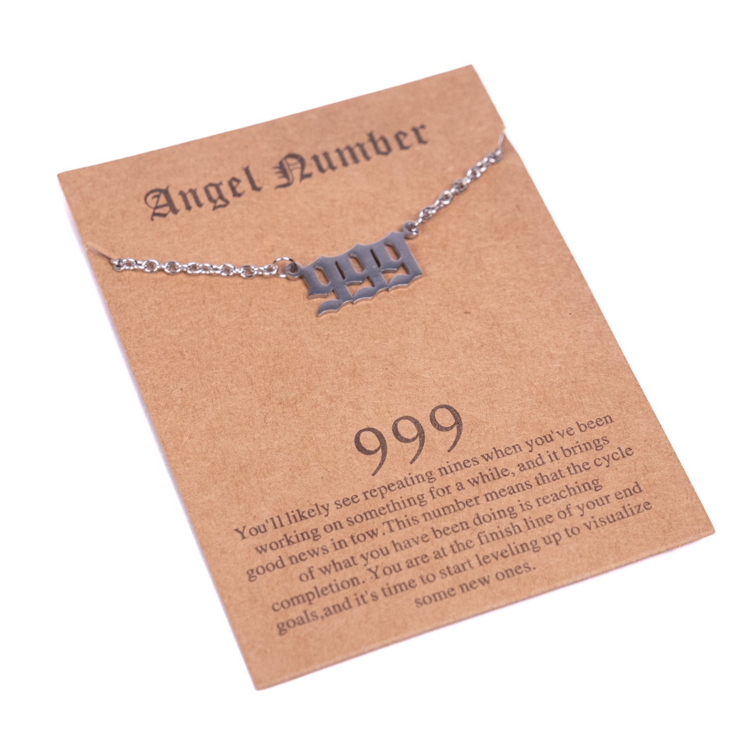 Collier Angel Number 999 en acier inoxydable argenté