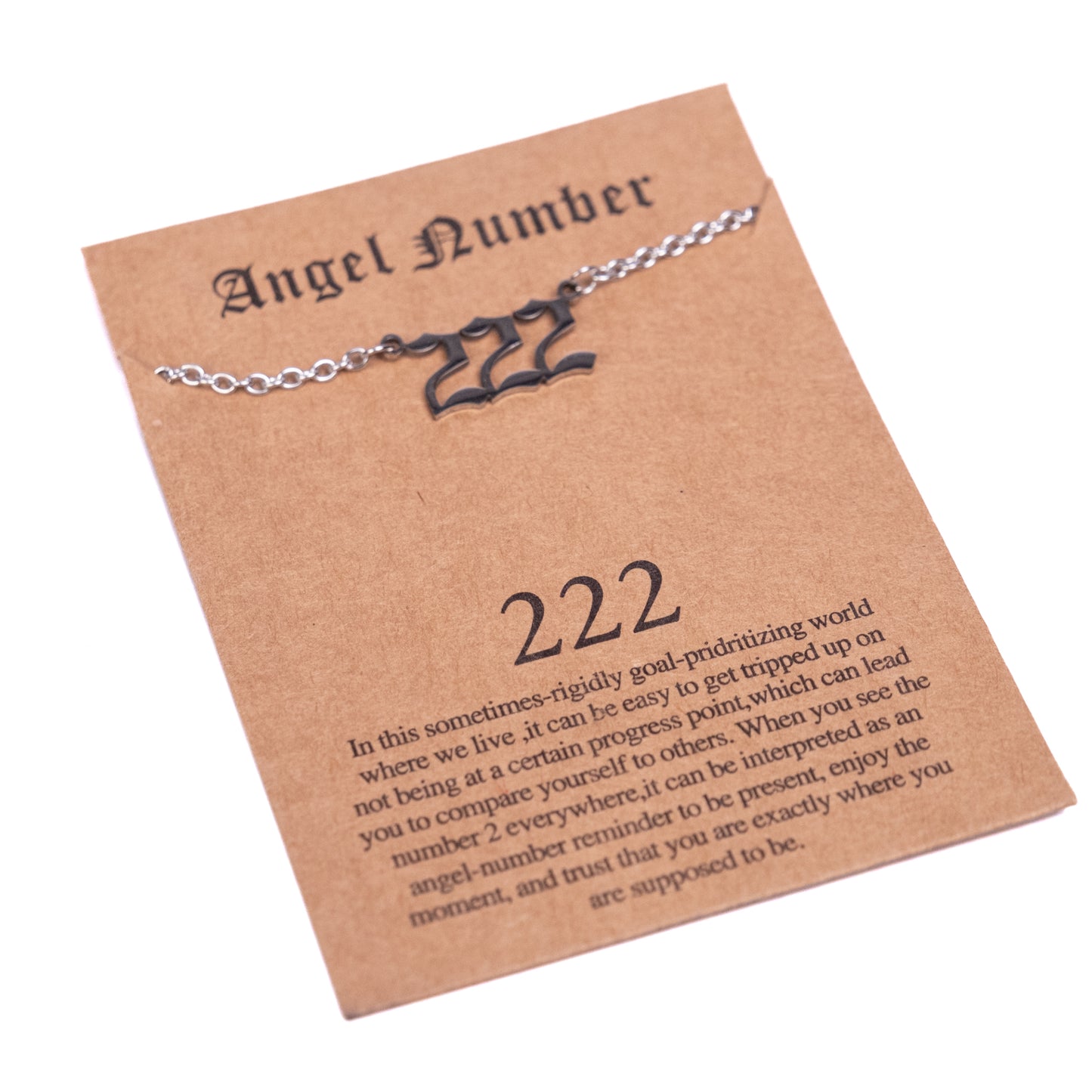 Collier Angel Number 222 avec pendentif argenté